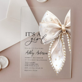 Invitaciones Acrílicas La perla es un Baby Shower Chica