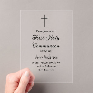 Invitaciones Acrílicas La primera comunión santa católica simple mínima