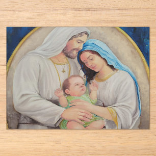 Invitaciones Acrílicas La Sagrada Familia: Retrato de Amor Divino