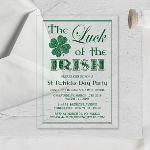 Invitaciones Acrílicas La Suerte de los Irlandeses Día de San Patricio
