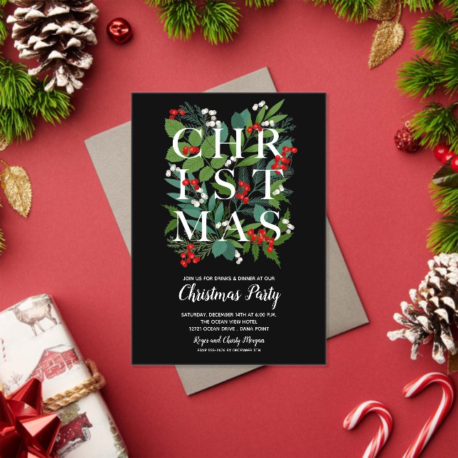 Invitaciones Acrílicas La vegetación de los NAVIDADES elegantes (Insitu (Vacaciones))