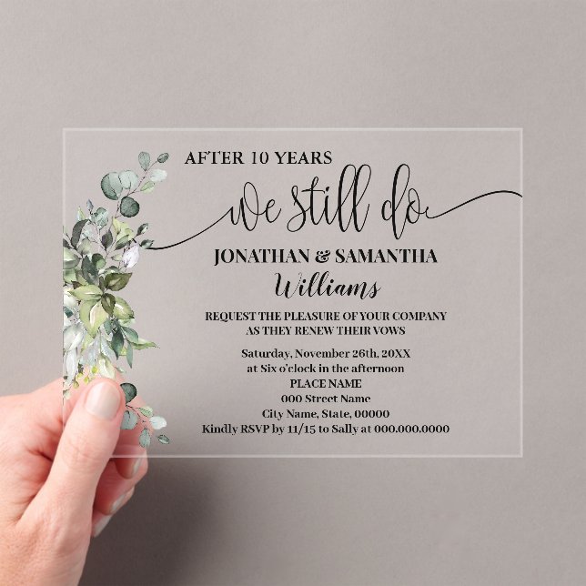 Invitaciones Acrílicas La vegetación Seguimos haciendo Boda Aniversario (Insitu (portátil))