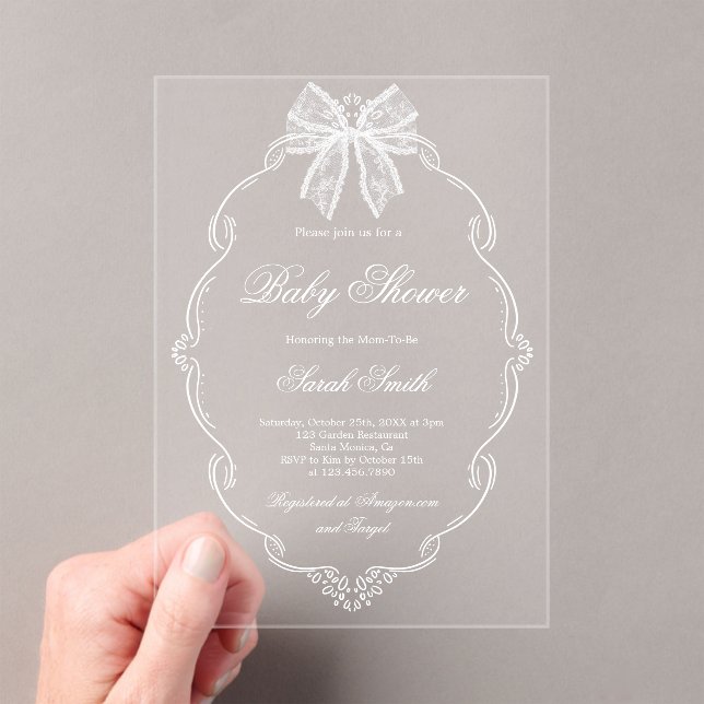 Invitaciones Acrílicas Lace Baby Shower (Insitu (portátil))