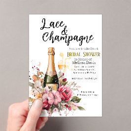 Invitaciones Acrílicas Lace & Champagne Bridal Shower Invitation