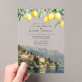 Invitaciones Acrílicas Lake Como Lemons Italian Wedding