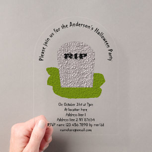 Invitaciones Acrílicas Lápida personalizada RIP