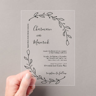 Invitaciones Acrílicas Laurel Wreath Boda