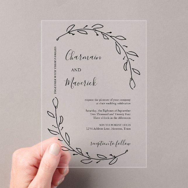 Invitaciones Acrílicas Laurel Wreath Boda (Insitu (portátil))