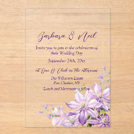 Invitaciones Acrílicas Lavanda acuarela floral