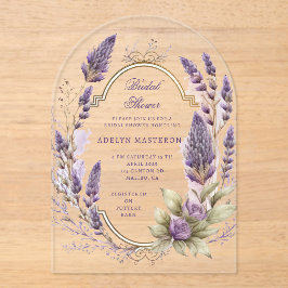 Invitaciones Acrílicas Lavanda acuática Floral Regal Bridal Shower