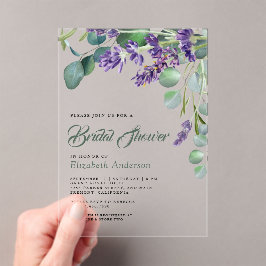 Invitaciones Acrílicas Lavender and Eucalyptus White Marble Bridal Shower