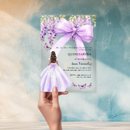 Invitaciones Acrílicas Lavender arco vestido floral transparente Quincean