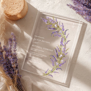 Invitaciones Acrílicas Lavender boda de acuarela floral otoño