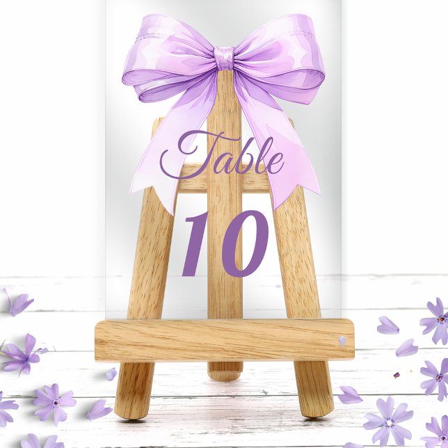 Invitaciones Acrílicas Lavender bow acrylic table number sign (Subido por el creador)