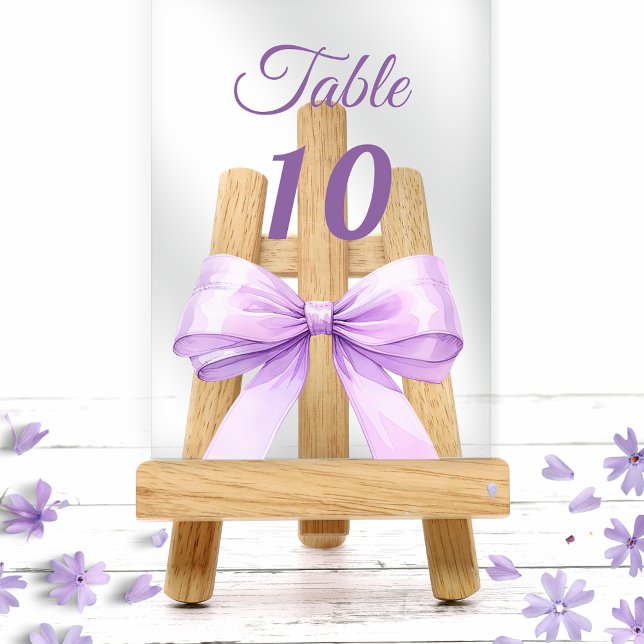 Invitaciones Acrílicas Lavender bow acrylic table number sign (Subido por el creador)