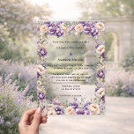 Invitaciones Acrílicas Lavender champagne cream floral luxury wedding<br><div class="desc">Invite your loved ones in style with this Lavender Champagne Themed Wedding Invitation. The design showcases lush watercolor lavender and delicate cream,  champagne-colored blooms. This floral suite is an ideal choice for couples planning a romantic late summer garden ceremony or an elegant fall harvest celebration.</div>