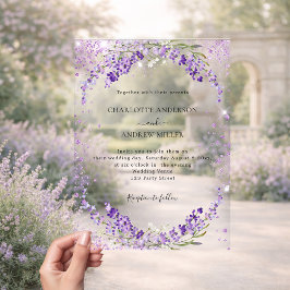 Invitaciones Acrílicas Lavender eucalipto destella boda nocturno