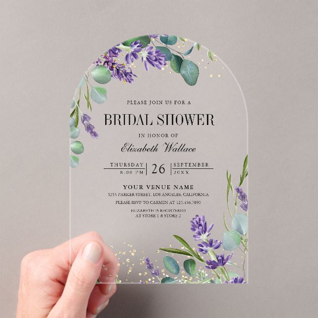 Invitaciones Acrílicas Lavender Eucalyptus Bridal Shower (Insitu (portátil))