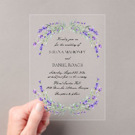 Invitaciones Acrílicas Lavender Florals Violet Boda