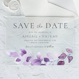 Invitaciones Acrílicas Lavender Morado Salto Boda Salvar La Fecha