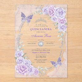 Invitaciones Acrílicas Lavender Silver Quinceanera Mis Quince 15 Anos