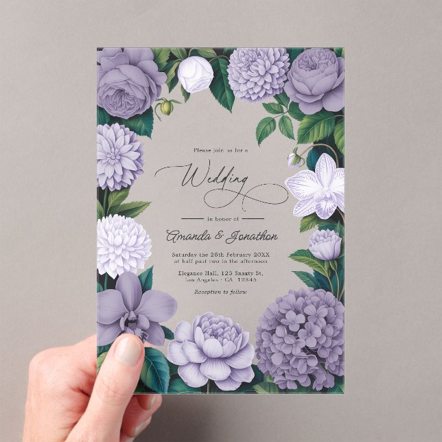 Invitaciones Acrílicas Lavender Smoke, Lilac Ash & Moonstone Wedding (Insitu (portátil))
