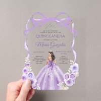Lazo de cinta floral morado polvoriento Mis Quince