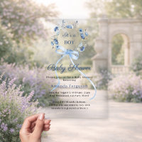Lazo de corona floral azul niño lujo Baby Shower