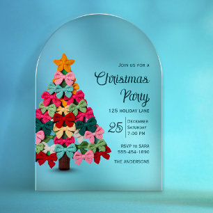 Invitaciones Acrílicas Lazos de coqueta elegante fiesta del árbol de Navi
