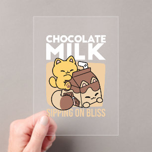 Invitaciones Acrílicas Leche de Chocolate Bebiendo Felicidad – Comida de