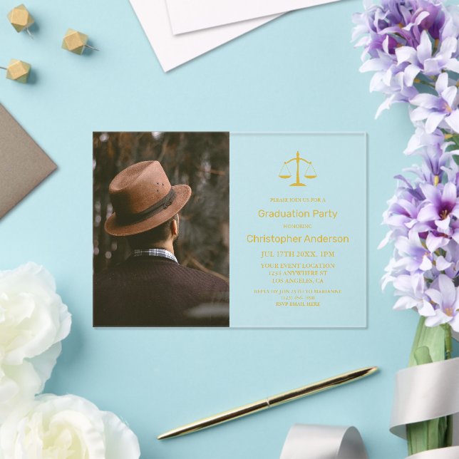 Invitaciones Acrílicas Legal Professional Graduation Party (Insitu (Boda))