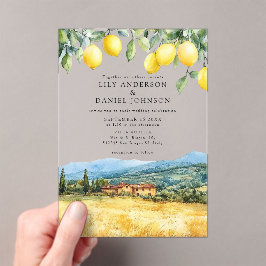 Invitaciones Acrílicas Lemons Tuscan Scene Italy Wedding