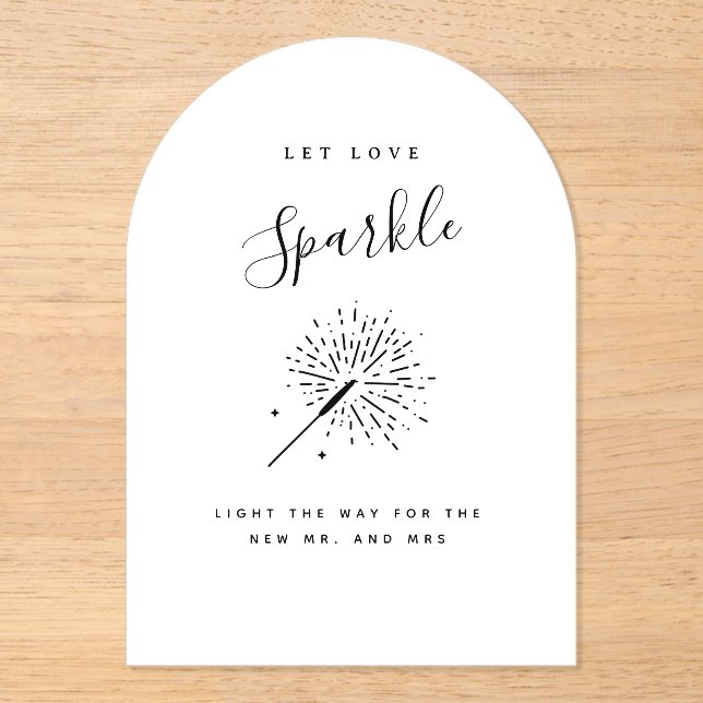 Invitaciones Acrílicas Let Love Sparkle Modern Minimalist Wedding  (Anverso)