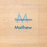 Letra azul marino groomsman fecha masculina por