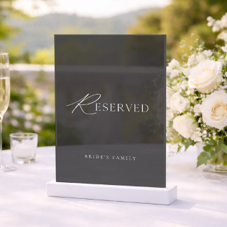 Invitaciones Acrílicas Letrero de Boda Reservado de Acrílico Negro