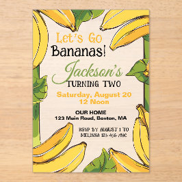 Invitaciones Acrílicas Let's Go Bananas Any Age Birthday Party