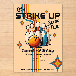 Invitaciones Acrílicas Let's Strike Up Some Fun Bowling Birthday Party