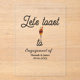 Invitaciones Acrílicas Let's toast to engagement party name date glass