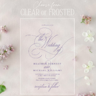 Invitaciones Acrílicas Lila Lavanda Caligrafía Moderna Clásica Boda