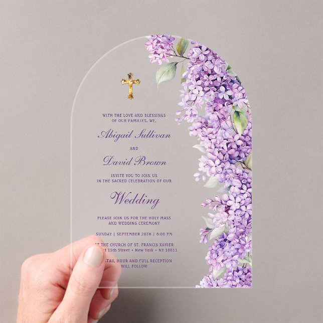 Invitaciones Acrílicas Lilac Arch Religious Wedding (Insitu (portátil))