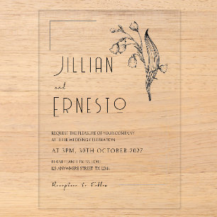 Invitaciones Acrílicas Lily de Valle Marco extraíble sin color persona