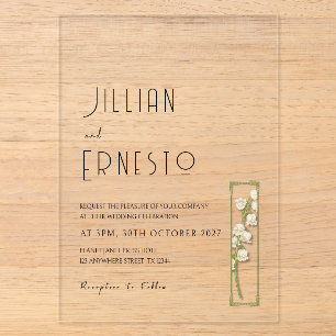 Invitaciones Acrílicas Lily del Valle Ilustración en color v1 Personal