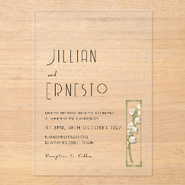 Invitaciones Acrílicas Lily of Valley || Personalizado de ilustracion de