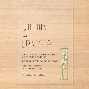 Invitaciones Acrílicas Lily of Valley Personalizado de ilustracion de