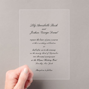 Invitaciones Acrílicas Lily Simple Classic Elegant Wedding