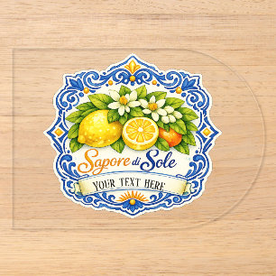 Invitaciones Acrílicas Limon Mediterráneo en Azulejo – Arte acuarela con 
