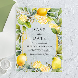 Invitaciones Acrílicas Limón Orchard Citrus Wedding Save the Date