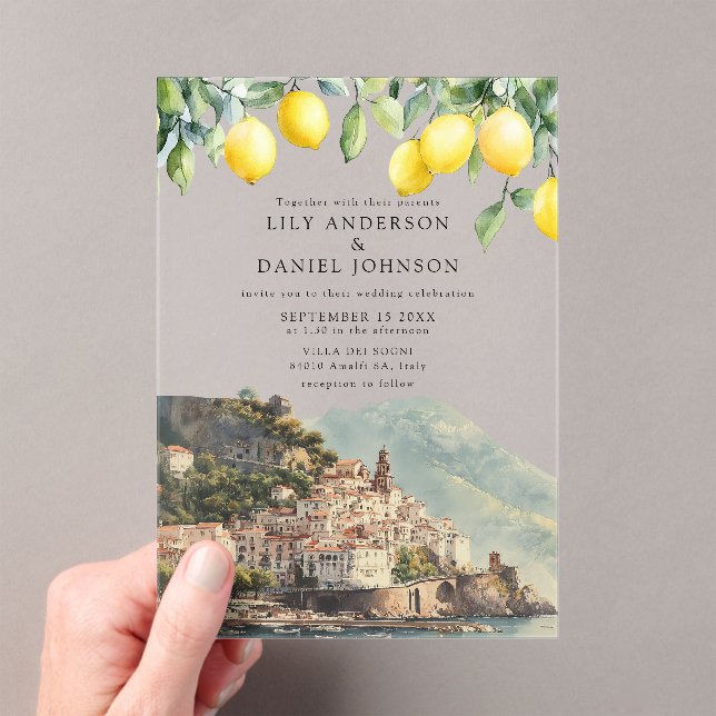 Invitaciones Acrílicas Limones de la Costa de Amalfi Boda Italiana (Insitu (portátil))