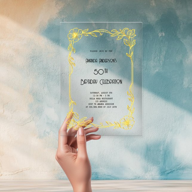 Invitaciones Acrílicas Limpieza de oro Art Deco Gatsby (Subido por el creador)