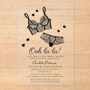 Invitaciones Acrílicas Lingerie Bridal Shower Panty Bachelorette Party